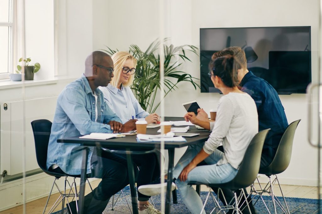 Group meeting around a table